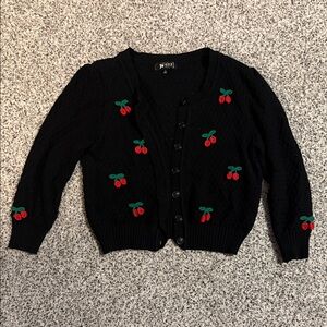 Elegant Black Cherry Embroidered Cardigan